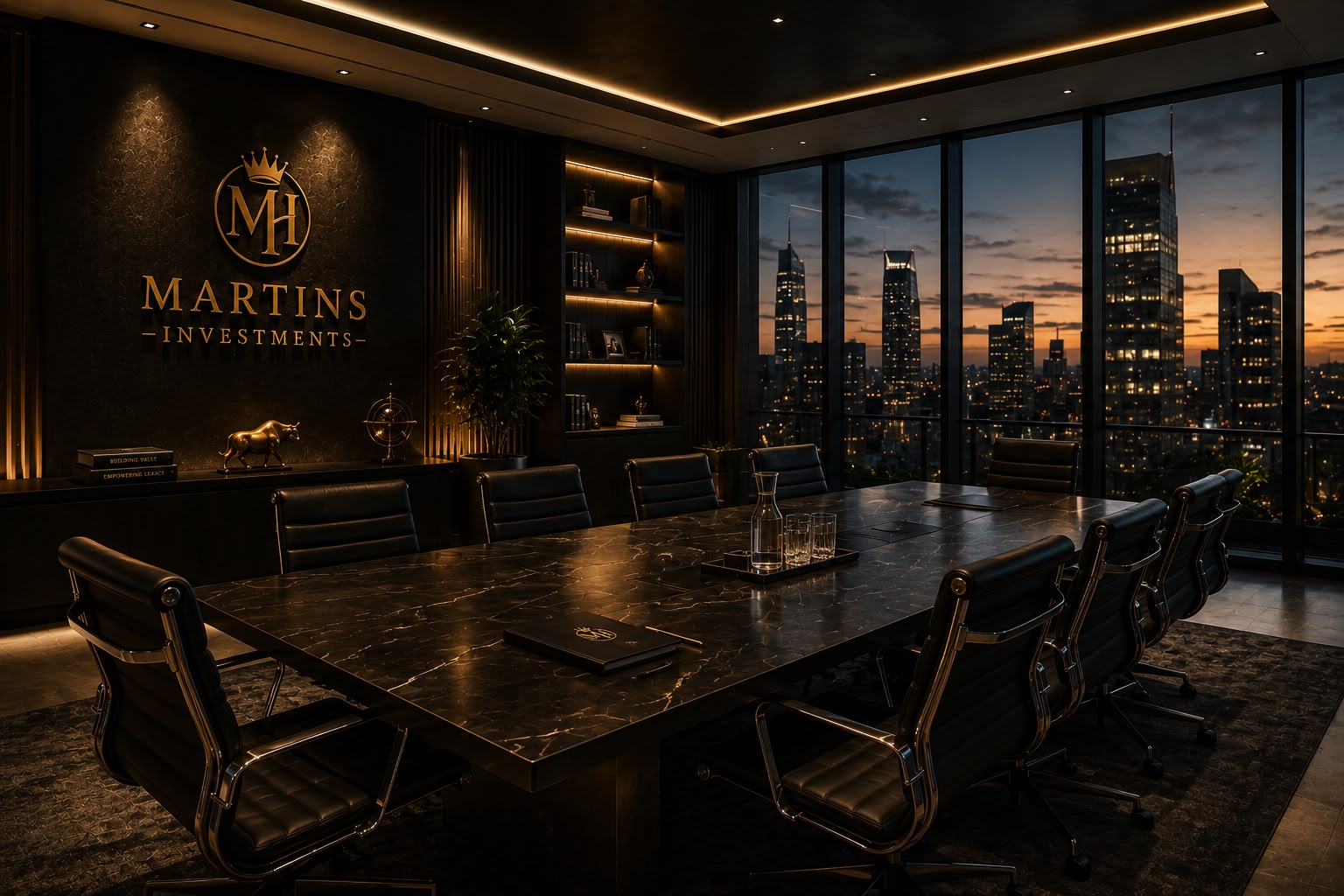 Martins Investments executive boardroom overlooking the city