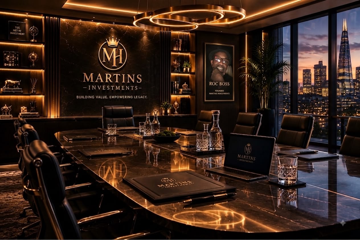 Martins Investments boardroom with Roc Boss portrait