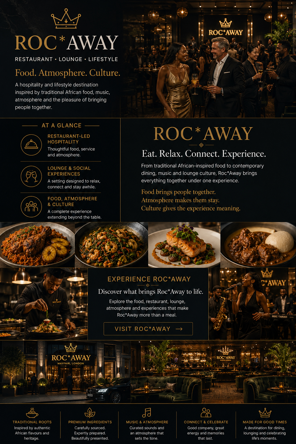 Roc*Away brand, hospitality and dining overview